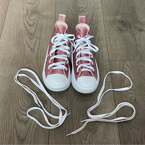 Converse All Star Pink Glitter Move Toddler Size 13 Platform High Top Sneakers - Picture 8 of 10